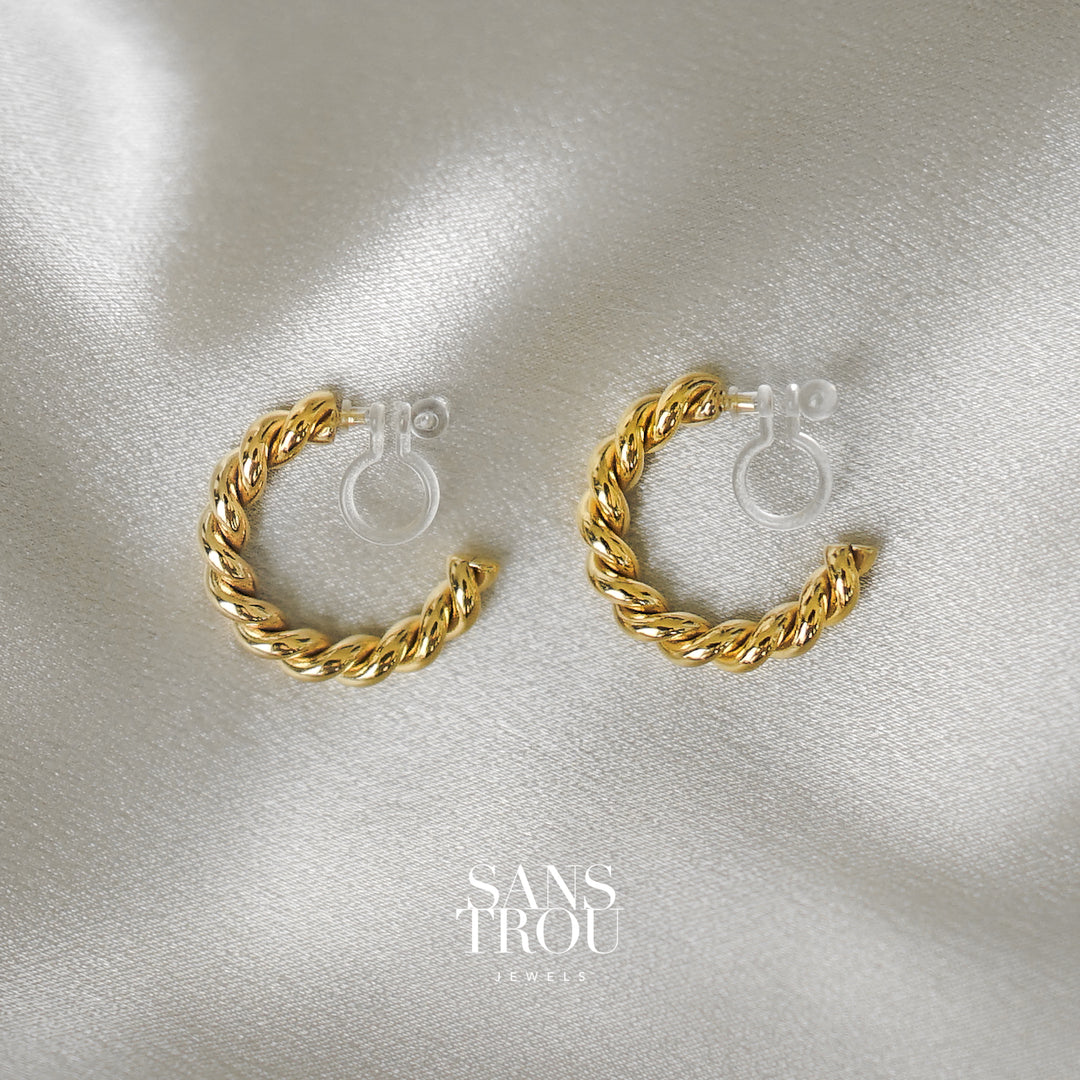 Yvette Clip-On Hoop Earrings, SANS TROU