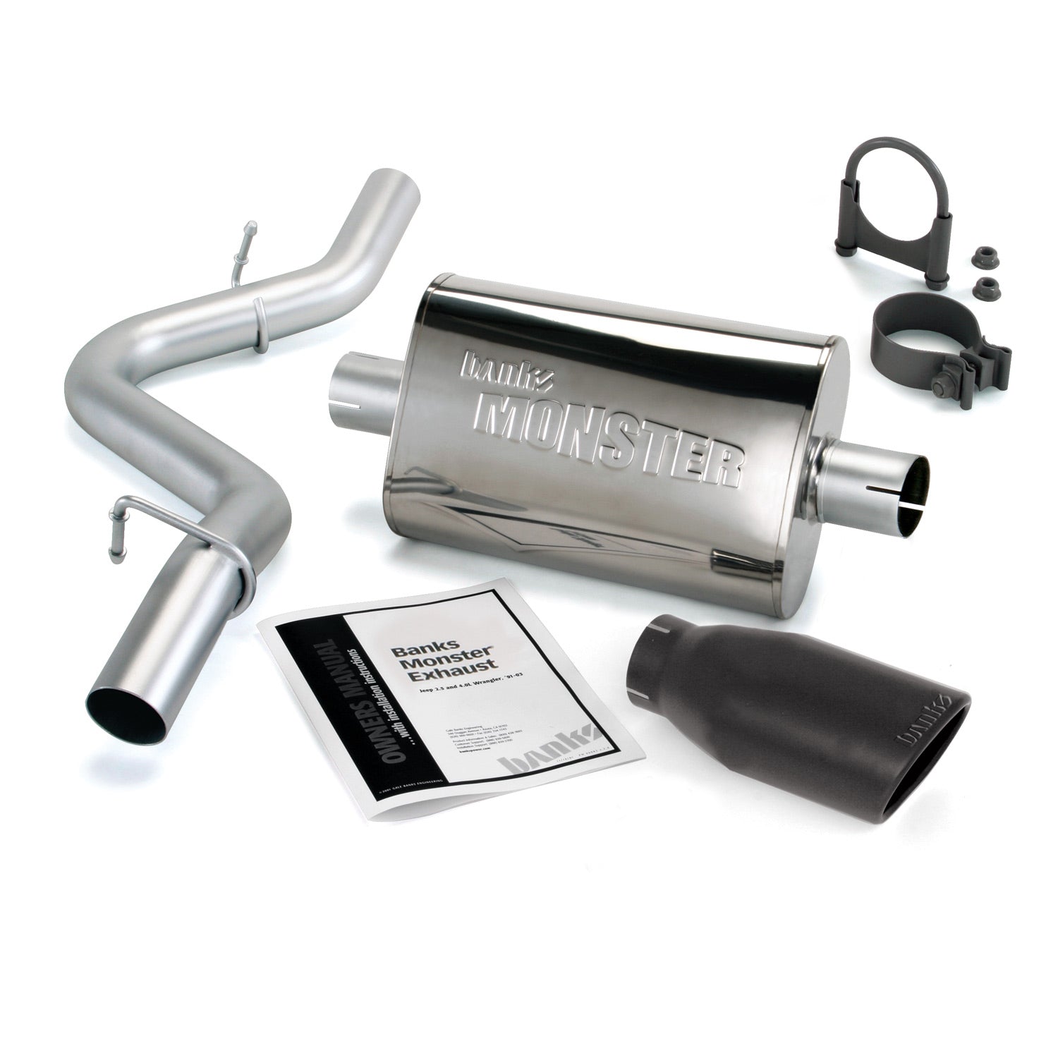 Monster Exhaust System for 1997-1999 Jeep Wrangler /, Cat outlet  slip fit [51312-B] – Banks