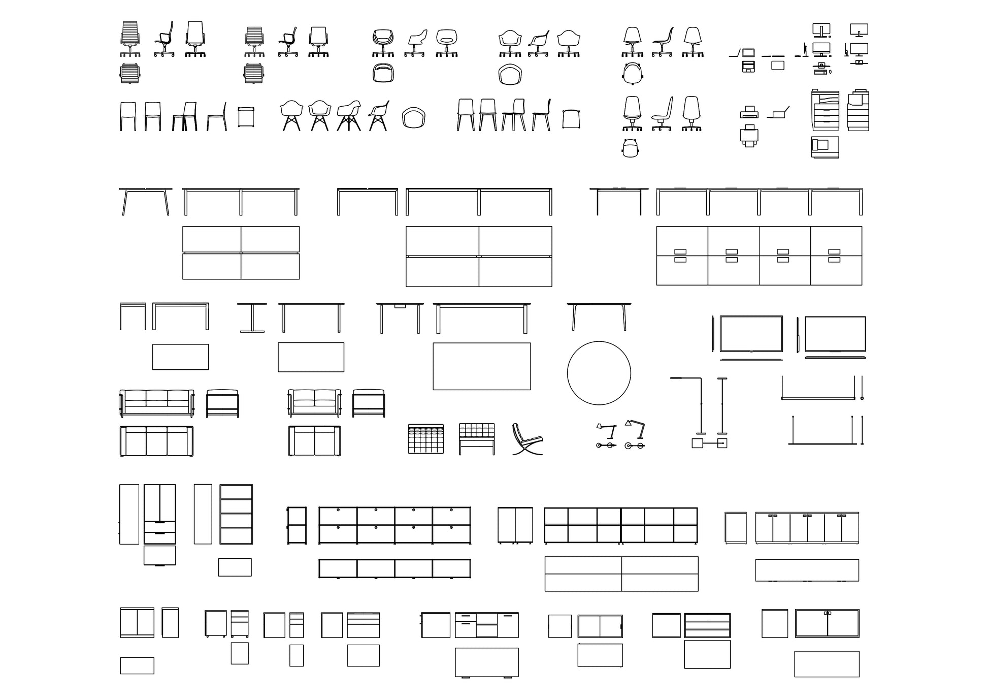Office Furniture DWG CAD Blocks in Plan and Elevation (40+ Pieces) –  Cadnature