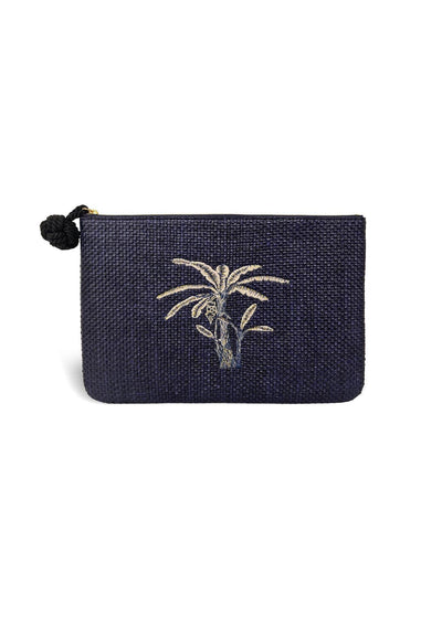 TREE OF LIFE, BLACK SILK CLUTCH –