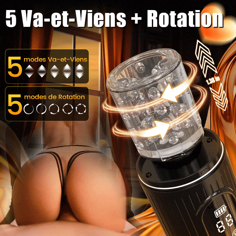 Aisia -3 en 1 Masturbateur pour sexe oral 4 aspirations 5 modes de poussée rotatifs - Image 4