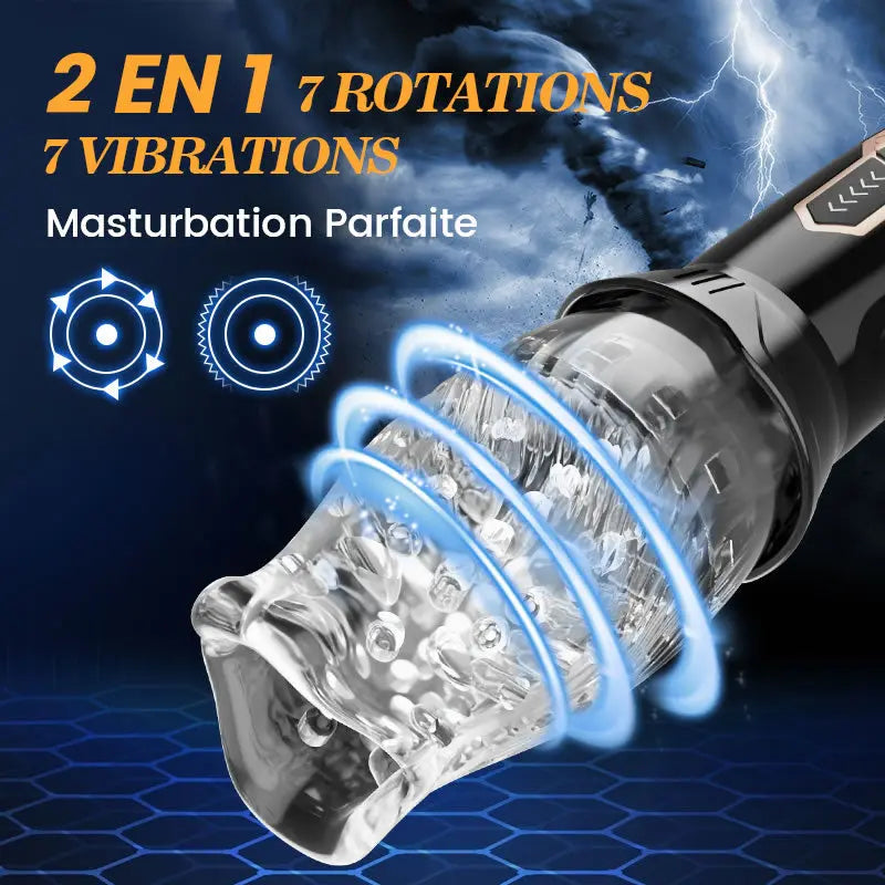 TORNADE 2 EN 1  Masturbateur Cup 5 Rotations +10 Vibrations Acmejoy - Image 12