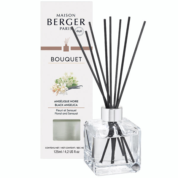 Billede af BLACK ANGELICA - CUBE FLAKON MED DUFTPINDE - SCENTED BOUQUET - Scented Bouquet / Flakon m. Duftpinde - Maison Berger - StudioBuus