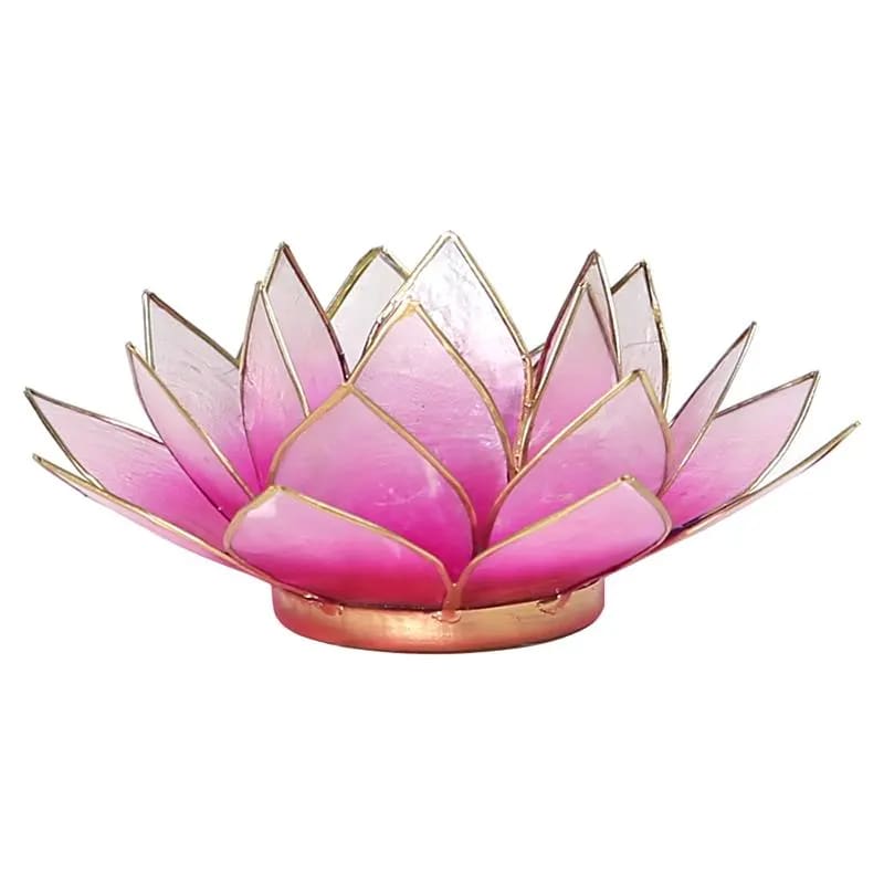 Billede af LOTUS FYRFADSSTAGE - LIGHT PINK MED GULD KANT - - Studio Buus - StudioBuus