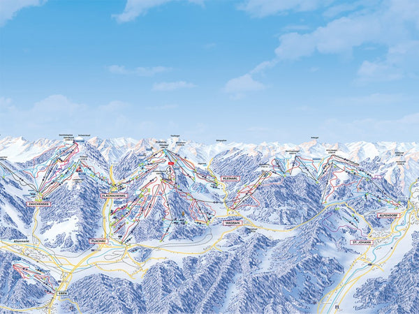 The Ski Map of the Alpendorf, and Flachau area