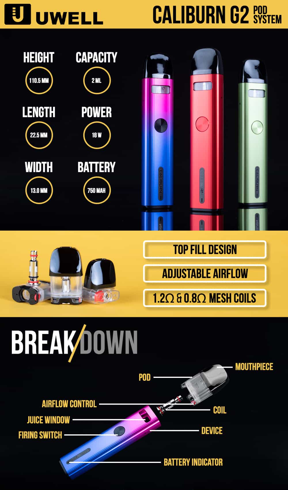 uwell caliburn g2 pod system