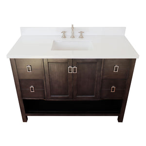 Bellaterra Home 49" Single vanity in Silvery Brown finish with White Quartz top and rectangle sink 400300-SB-WER