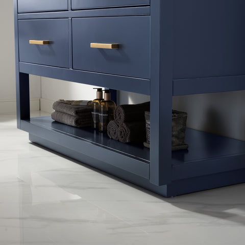Image of Altair Remi 48" Single Bathroom Vanity Set in Royal Blue and Carrara White Marble Countertop with Mirror 532048-RB-CA