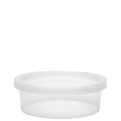 Round Food Containers with Lids - Microwavable Plastic Pots, Takeaway  Sauce Dip