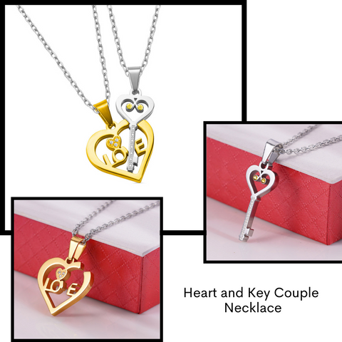 Heart and Key Couple Necklace