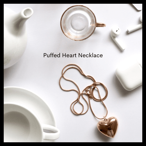 Puffed Gold heart necklace