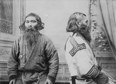 Ainu men wearing earrings, history of men's jewelry