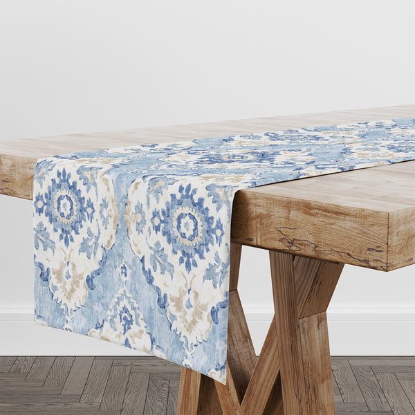 Blue Paisley PVC Table Runner