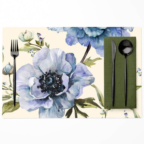 Blue Peonies PVC Placemats