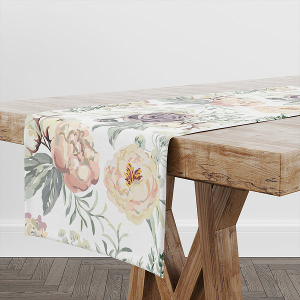 Roses and Peonies PVC Table Runner