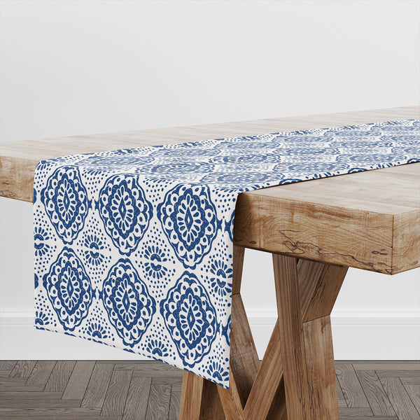 Navy Ikat PVC Table Runner