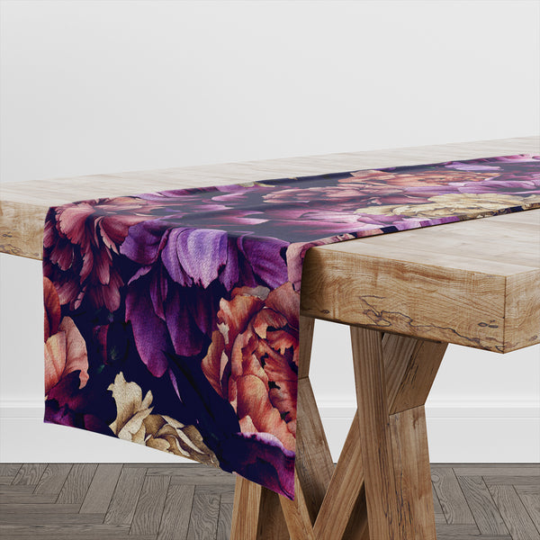 Coloured Peonies PVC Table Runner
