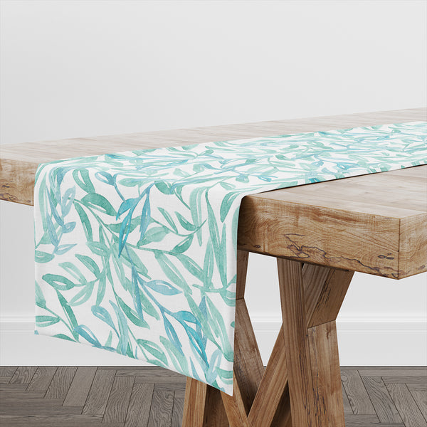 Turquoise Leaves PVC Table Runner