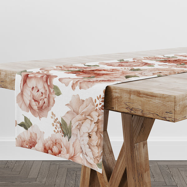 Autumn Peonies PVC Table Runner