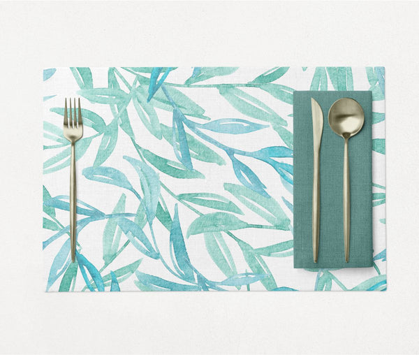Turquoise Leaves PVC Placemats