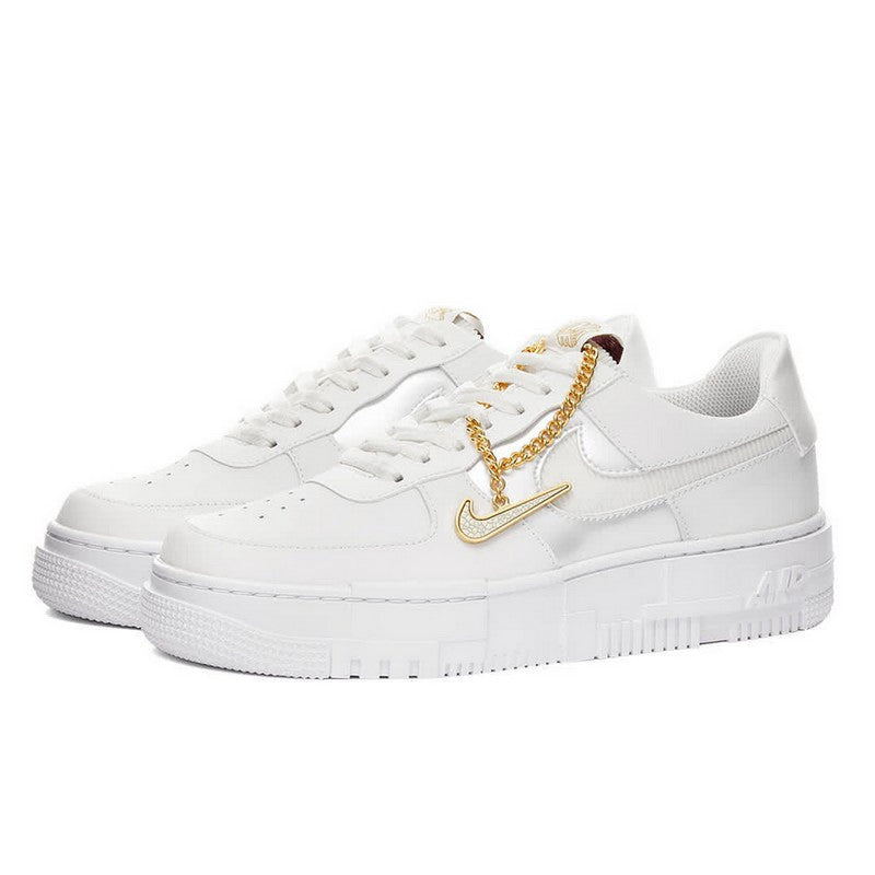nike wmn air force 1 pixel grey gold chain