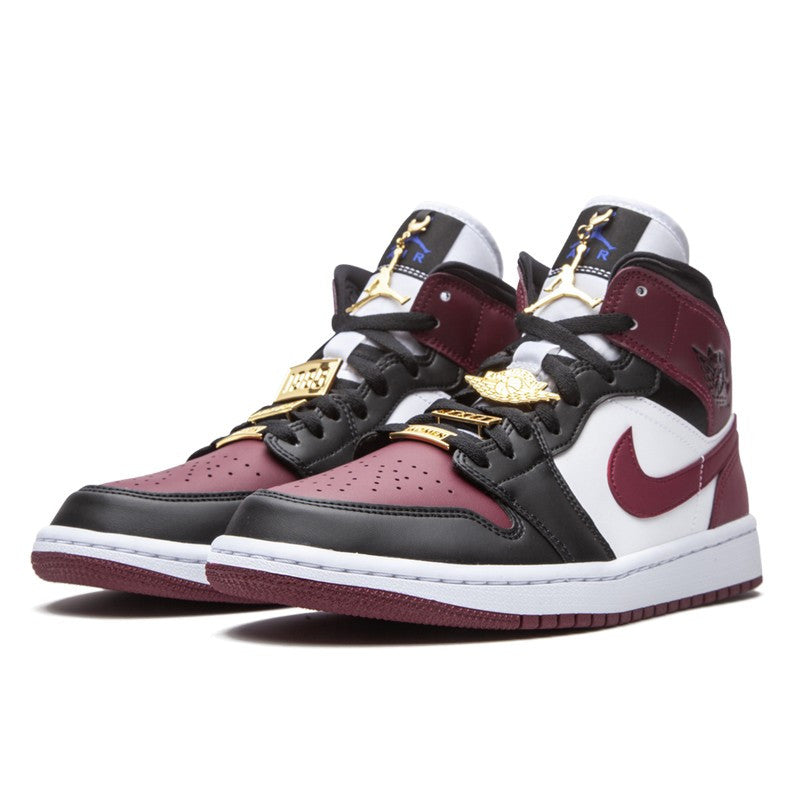 air jordan 1 retro mid se beetroot maroon gold pendant