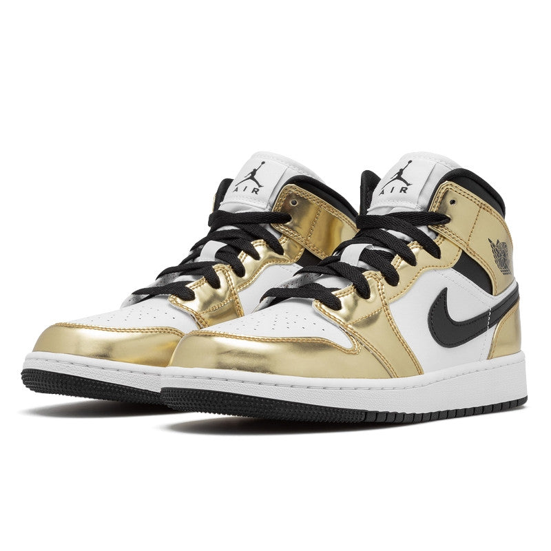 jordan 1 mid metallic gold black white