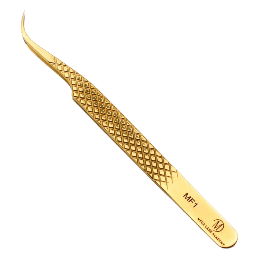 Gold Ultra Curved Eyelash Extension Tweezers - LashBeePro