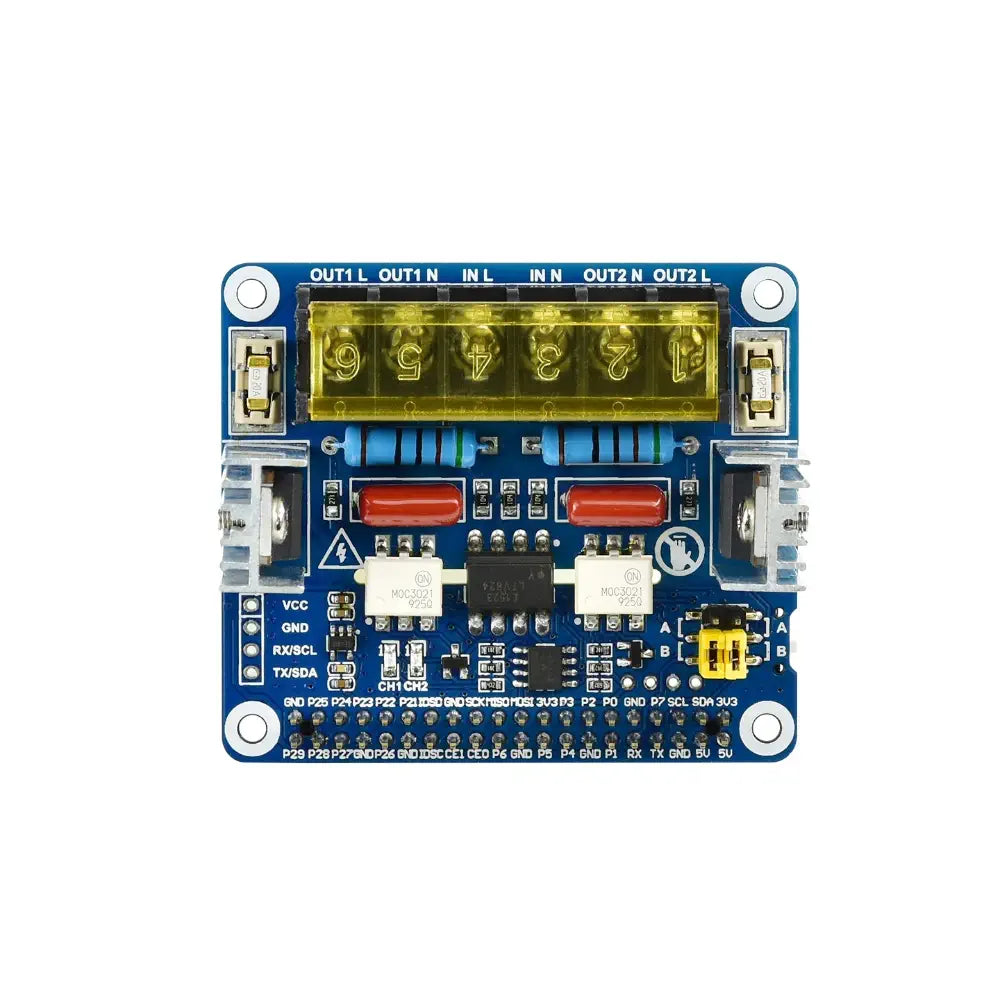 Waveshare 2-CH Triac HAT for Raspberry Pi, Integrated MCU, UART / I2C