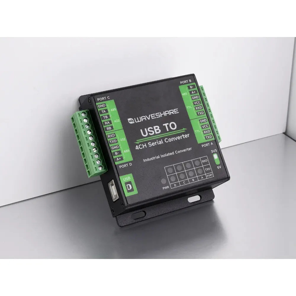 Waveshare Industrial USB to 4-Ch Serial Converter, Original FT4232HL Chip, Supports USB to RS232/485/422/TTL