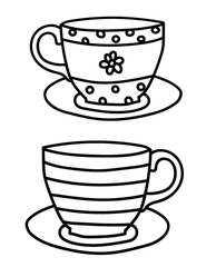 Tea Cups Coloring Page