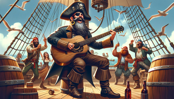 A pirate playing guitar