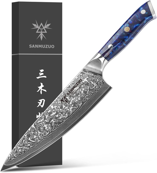 MITSUMOTO SAKARI 8 inch Japanese Gyuto Chef Knife, Professional Hand Forged  Kitchen Chef Knife, 3 Layers 9CR18MOV High Carbon Meat Sushi Knife