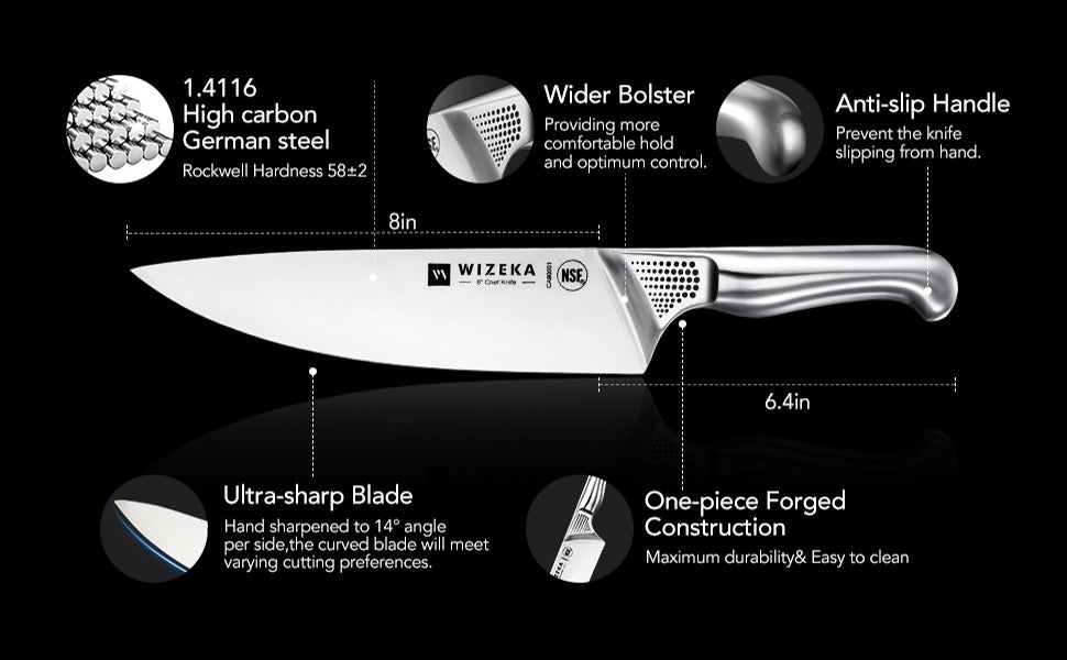 WIZEKA Knife Set, 2 Set of 15pcs NSF Certified 1.4116 German Steel Kitchen  Knife Set, Premium Knife Block Set in One Piece Design, Knives Set for