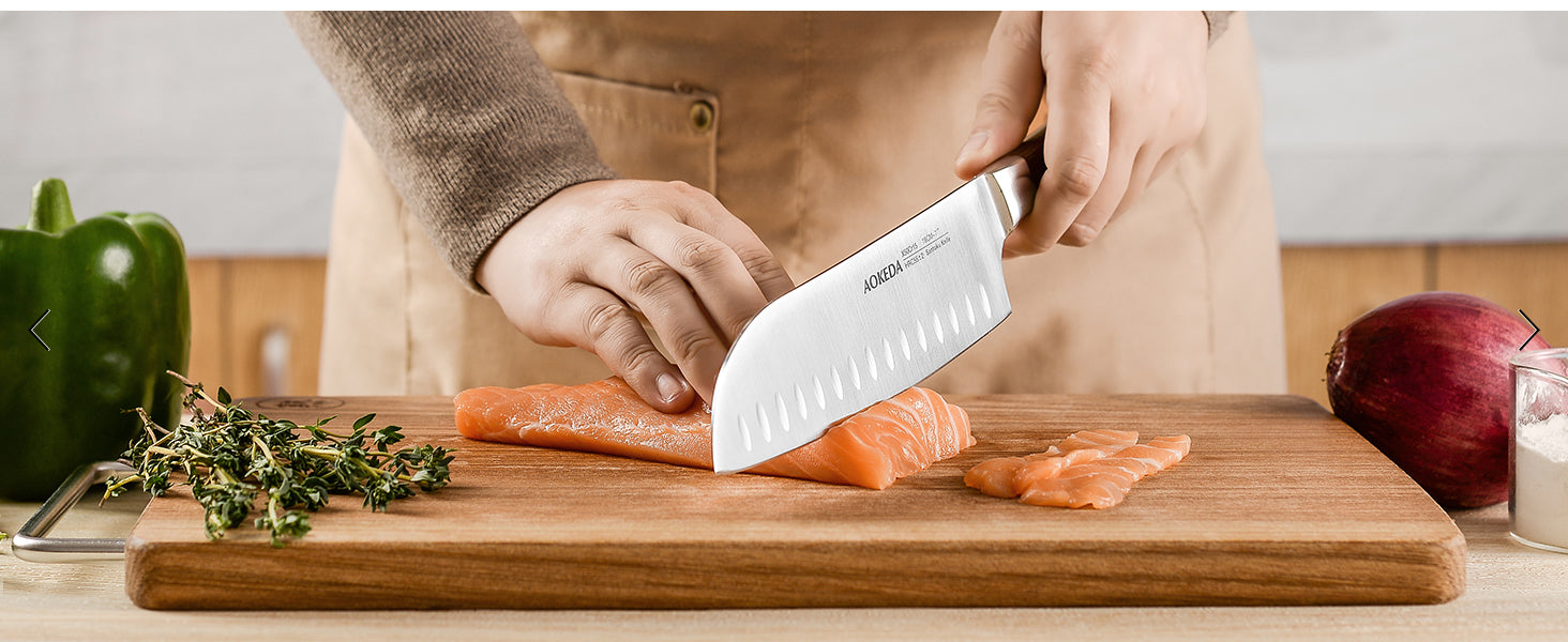  AOKEDA 15pcs Kitchen Knife Set with Block, Sharpener