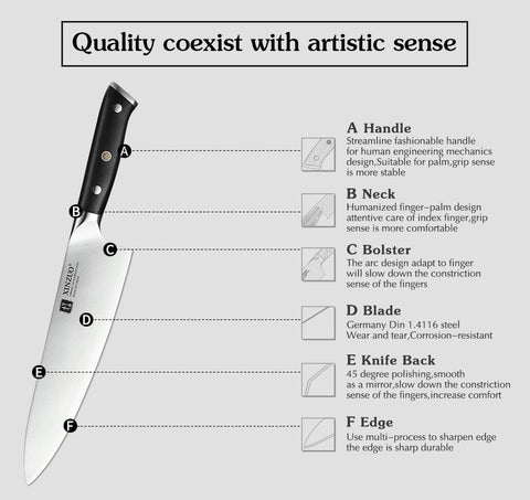8.5 inch High Carbon Stainless Steel Slicing Chef Knife