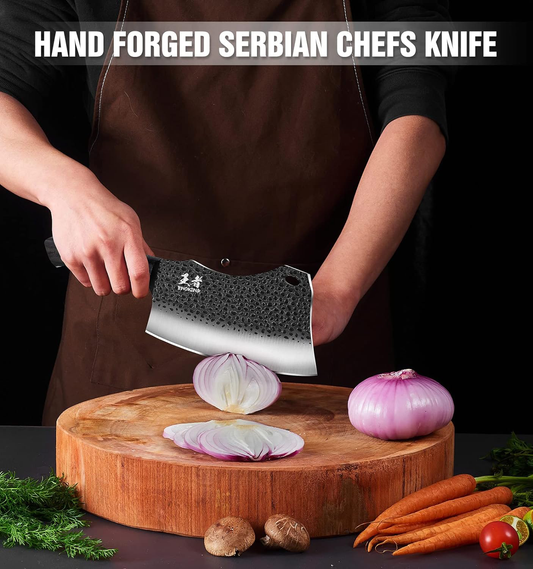 KD Serbian Cleaver Chef Knife Forged High Carbon Clad Steel Almasi