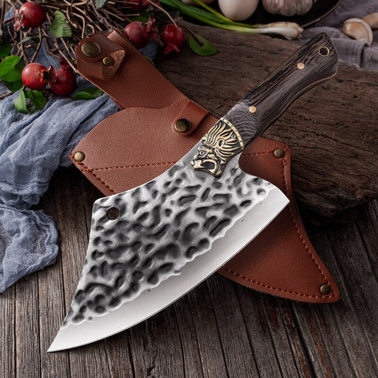 Kitchen Knife Stainless Steel Chopping Knife Household Tiger Pattern  Chopping Cutting Chicken Duck Slaughter Fish Knife Cover