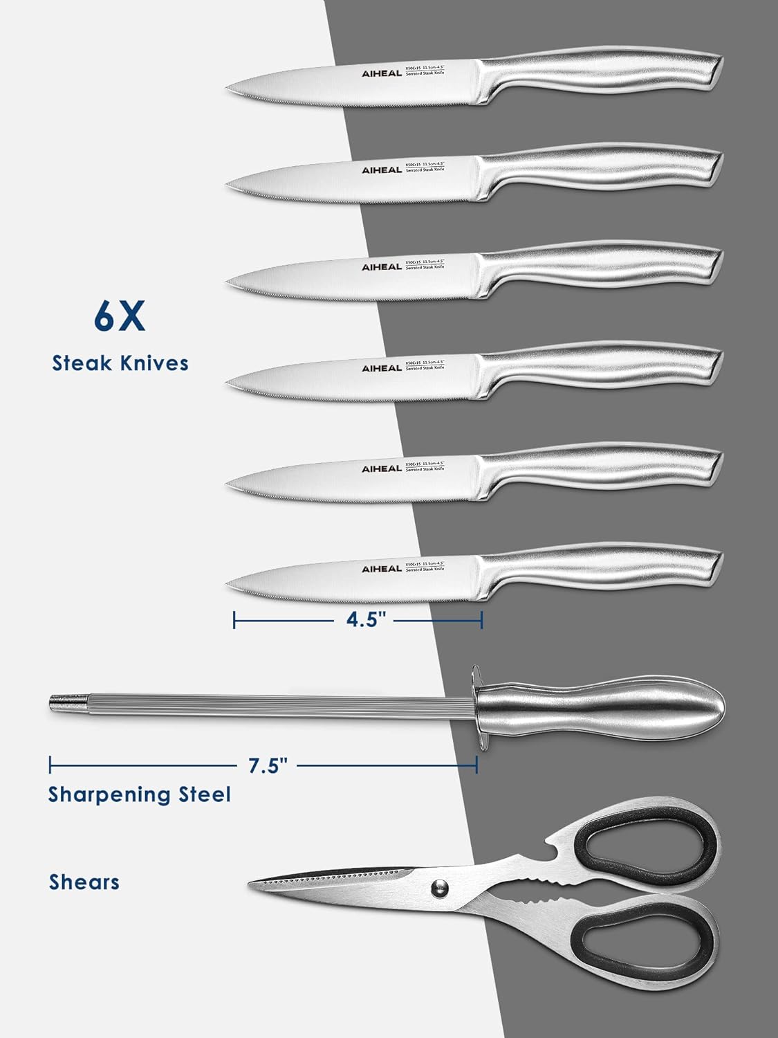 KD 17 PCS Stainless Steel Kitchen Knife Set with Block – Knife Depot Co.