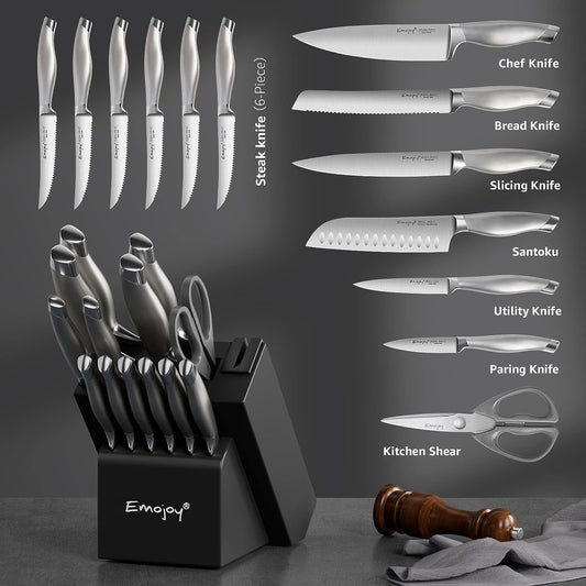 KD 15 PCS Kitchen Knife Set Sharpener & Scissors with Block – Knife Depot  Co.