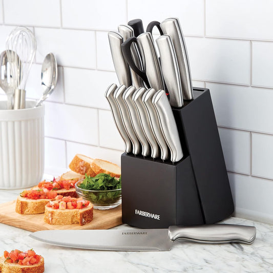 RAXCO 10-in-1 Knife Set with Block and Sharpener - Perfect for Small  Kitchens