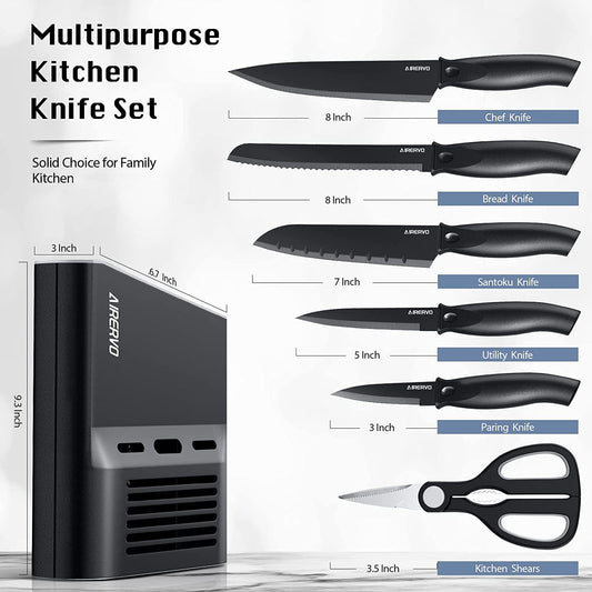 Gourmetop Kitchen Knife Set with No Drilling Magnetic Strip for Kitchen  Black Titanium Small Cooking Knives, Sharp Stainless Steel Chef Knife Set  for