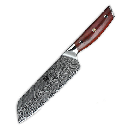 Thyme & Table Damascus Santoku Stainless Steel Knife, Silver