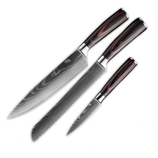 High Carbon Stainless Steel Laser Damascus Pattern Kitchen Knives – Knife  Depot Co.