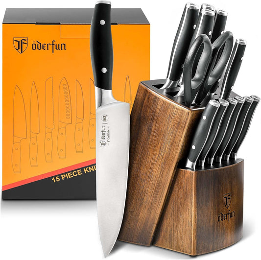 Dockorio Kitchen Knife Set with Block 19 PCS High Carbon Stainless Steel  Shar