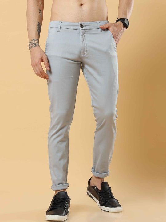 Chino Trousers In Single-colour Cotton Beige - Terranova Malta