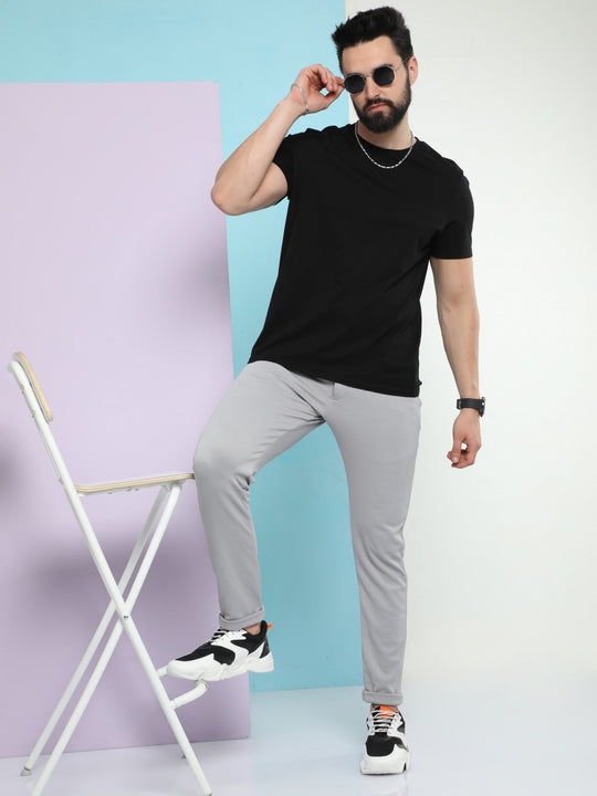 Buy British Club Men Grey Smart Casual Trousers - Trousers for Men 689391 |  Myntra