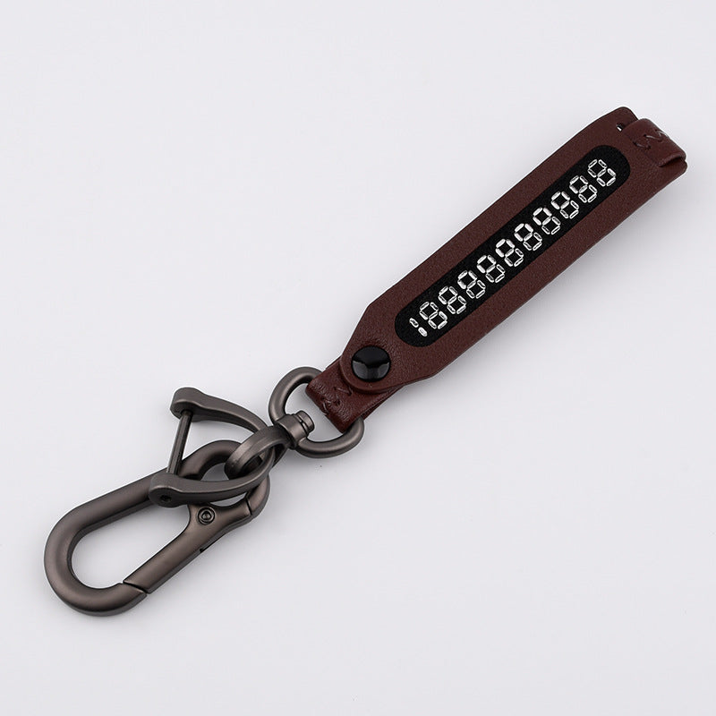 Anti-lost Phone Number Leather Key Ring