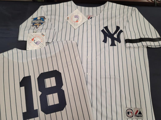 Majestic New York Yankees SCOTT BROSIUS 2000 World Series Baseball Jersey  GRAY (Bob Lemon)