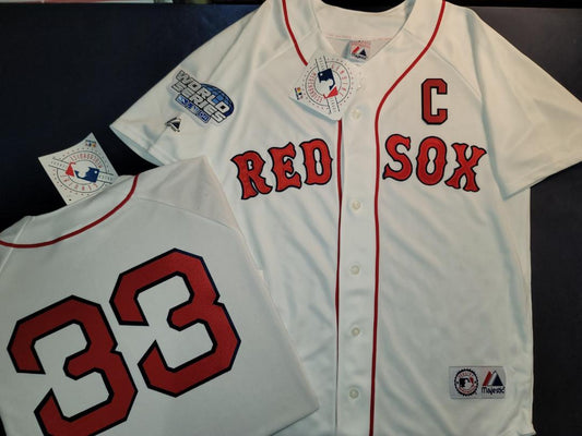 Majestic Boston Red Sox JASON VARITEK 2007 World Series Baseball Jerse –